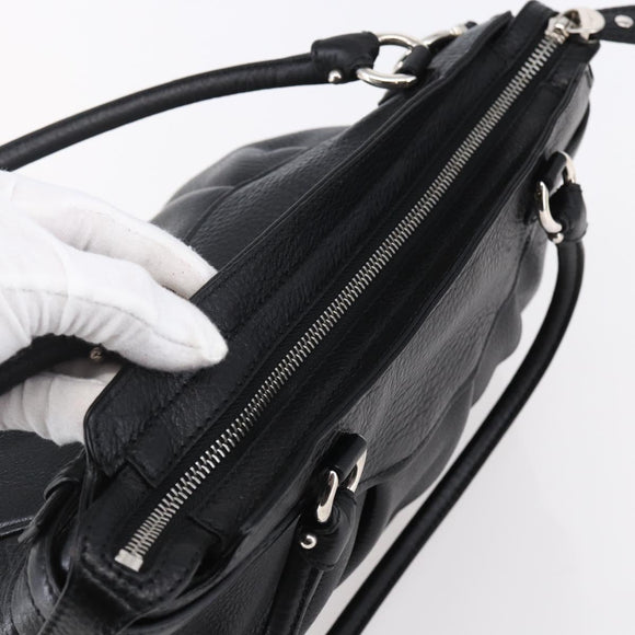 Salvatore Ferragamo Gancini Tote Bag Leather Black Silver Auth 147518