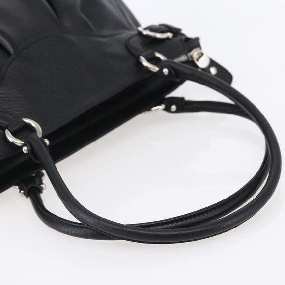 Salvatore Ferragamo Gancini Tote Bag Leather Black Silver Auth 147518