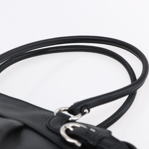 Salvatore Ferragamo Gancini Tote Bag Leather Black Silver Auth 147518