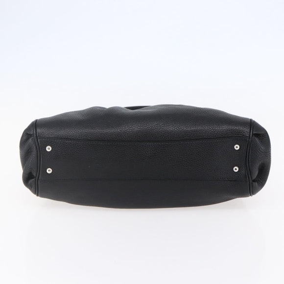 Salvatore Ferragamo Gancini Tote Bag Leather Black Silver Auth 147518