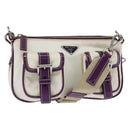 PRADA Shoulder Bag Nylon Enamel White Silver Auth 147522-1