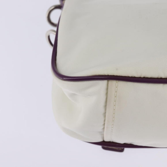 PRADA Shoulder Bag Nylon Enamel White Silver Auth 147522