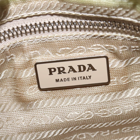 PRADA Shoulder Bag Nylon Enamel White Silver Auth 147522