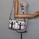 PRADA Shoulder Bag Nylon Enamel White Silver Auth 147522-22