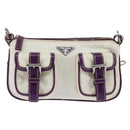 PRADA Shoulder Bag Nylon Enamel White Silver Auth 147522-13