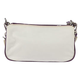 PRADA Shoulder Bag Nylon Enamel White Silver Auth 147522 - 0