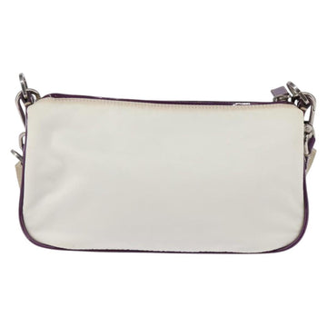 PRADA Shoulder Bag Nylon Enamel White Silver Auth 147522 - 0