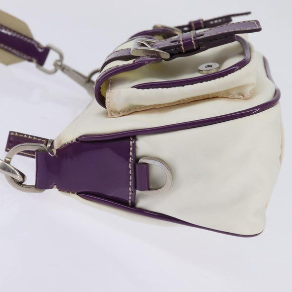 PRADA Shoulder Bag Nylon Enamel White Silver Auth 147522