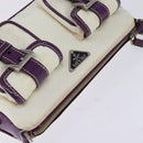 PRADA Shoulder Bag Nylon Enamel White Silver Auth 147522-6