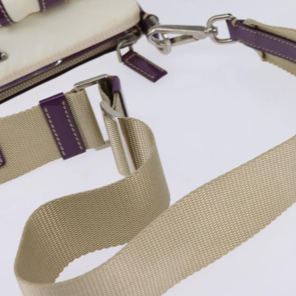 PRADA Shoulder Bag Nylon Enamel White Silver Auth 147522