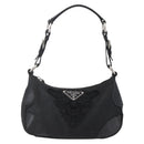 PRADA Shoulder Bag Nylon Leather Beige Silver Auth 147523-13