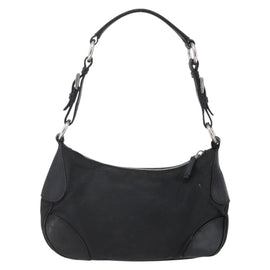 PRADA Shoulder Bag Nylon Leather Beige Silver Auth 147523 - 0