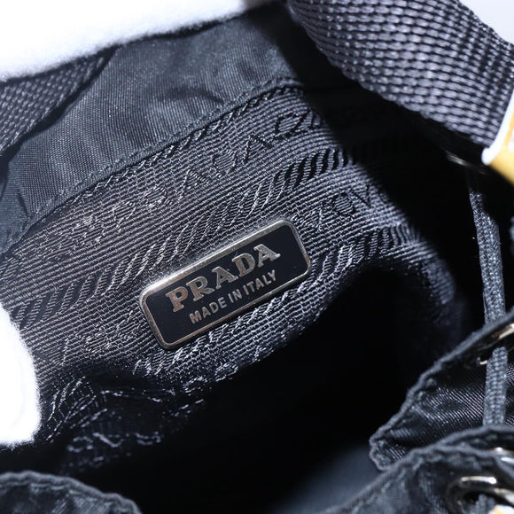 PRADA Hand Bag Nylon Black Silver Auth 147526
