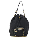 PRADA Hand Bag Nylon Black Silver Auth 147526-13