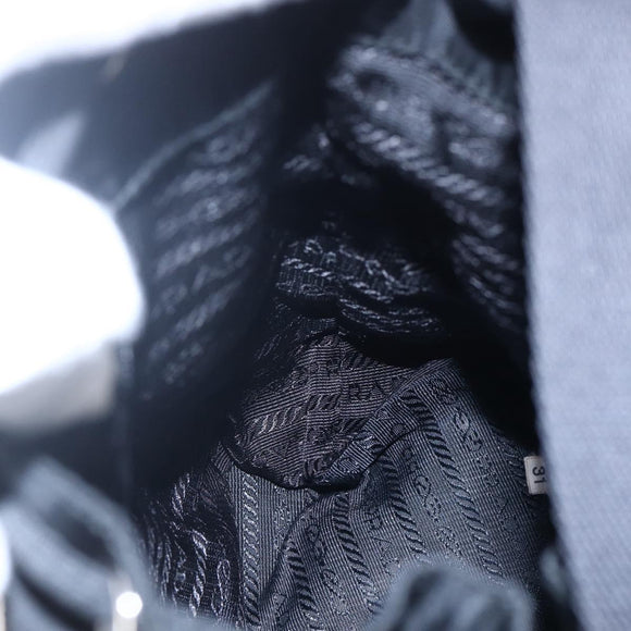 PRADA Hand Bag Nylon Black Silver Auth 147526