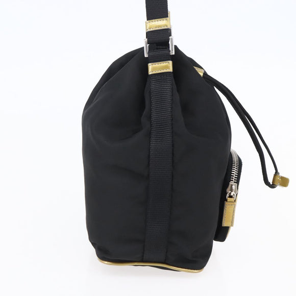 PRADA Hand Bag Nylon Black Silver Auth 147526