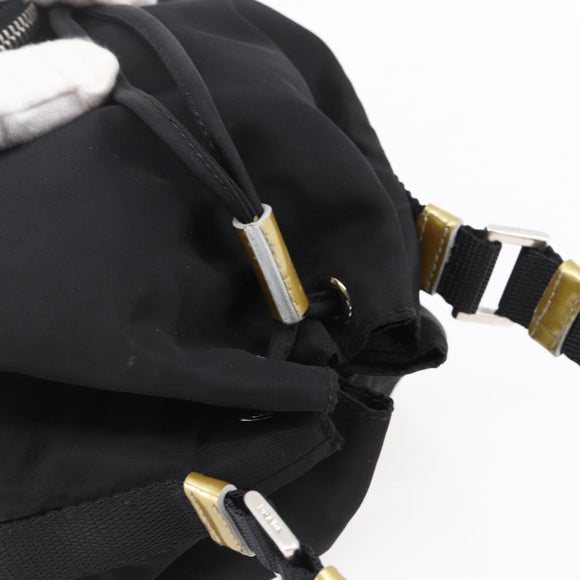 PRADA Hand Bag Nylon Black Silver Auth 147526
