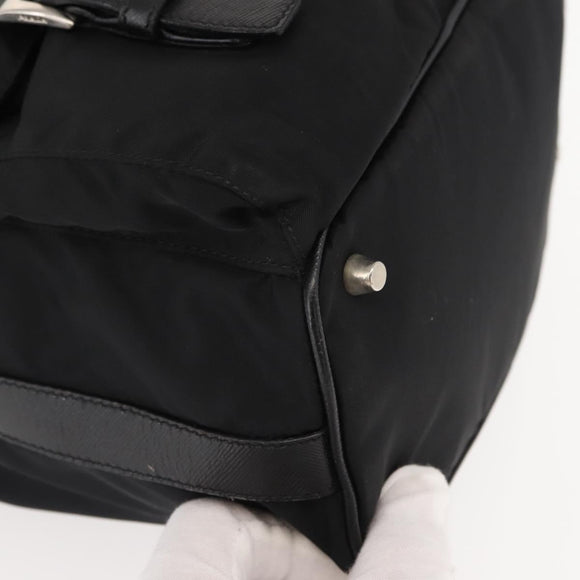 PRADA Shoulder Bag Nylon Black Silver Auth 147527