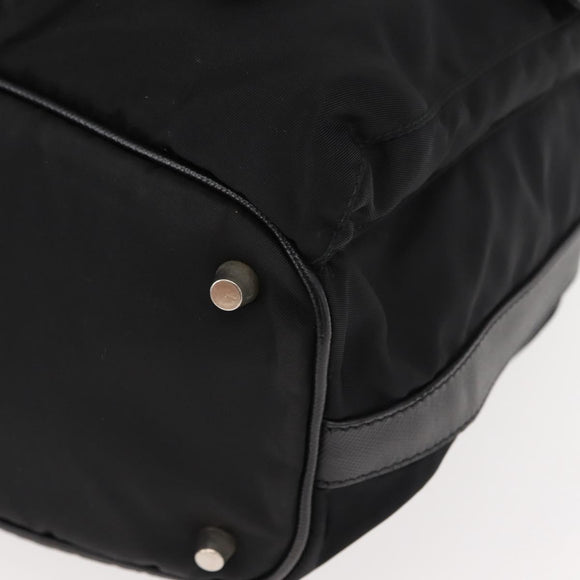 PRADA Shoulder Bag Nylon Black Silver Auth 147527