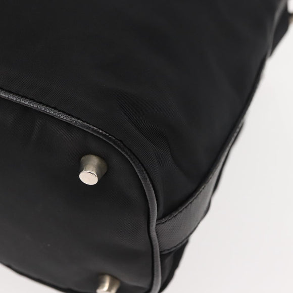 PRADA Shoulder Bag Nylon Black Silver Auth 147527