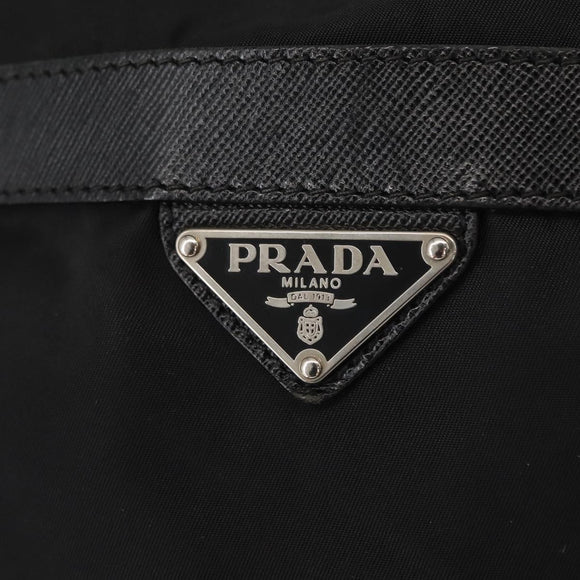 PRADA Shoulder Bag Nylon Black Silver Auth 147527