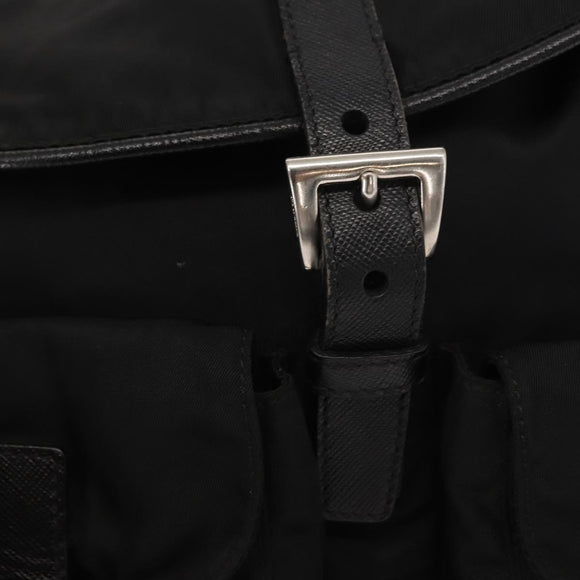 PRADA Shoulder Bag Nylon Black Silver Auth 147527