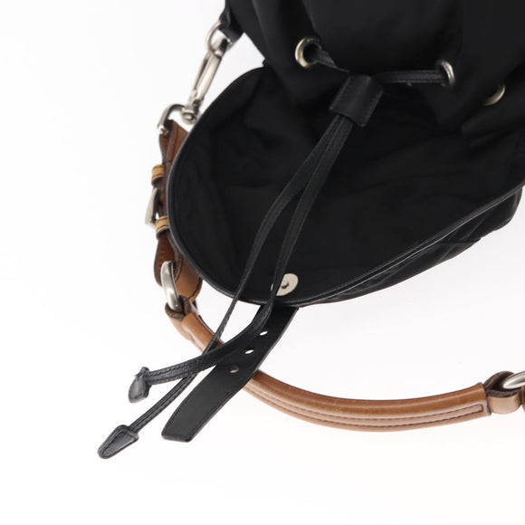 PRADA Shoulder Bag Nylon Black Silver Auth 147527