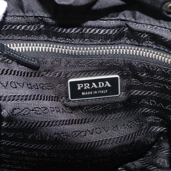 PRADA Shoulder Bag Nylon Black Silver Auth 147527