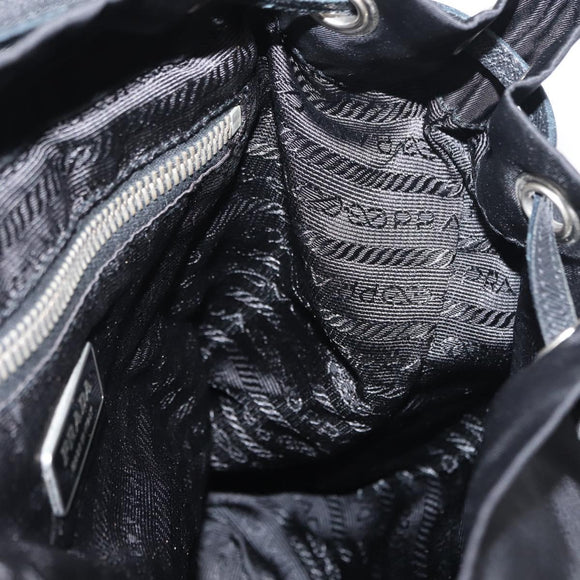 PRADA Shoulder Bag Nylon Black Silver Auth 147527