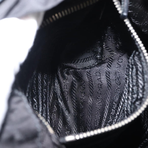 PRADA Shoulder Bag Nylon Black Silver Auth 147527