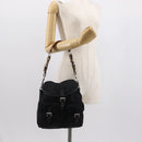 PRADA Shoulder Bag Nylon Black Silver Auth 147527-23