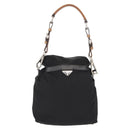 PRADA Shoulder Bag Nylon Black Silver Auth 147527-2