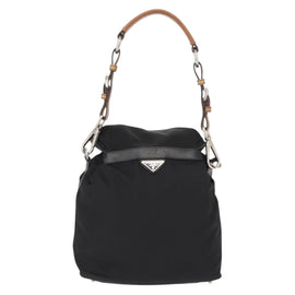 PRADA Shoulder Bag Nylon Black Silver Auth 147527 - 0