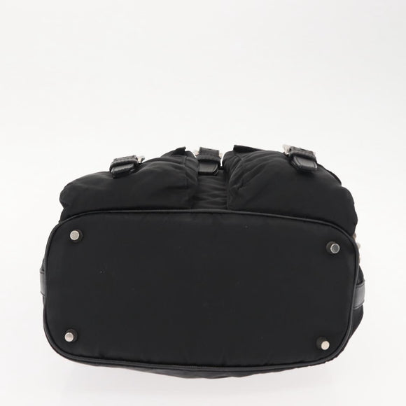 PRADA Shoulder Bag Nylon Black Silver Auth 147527