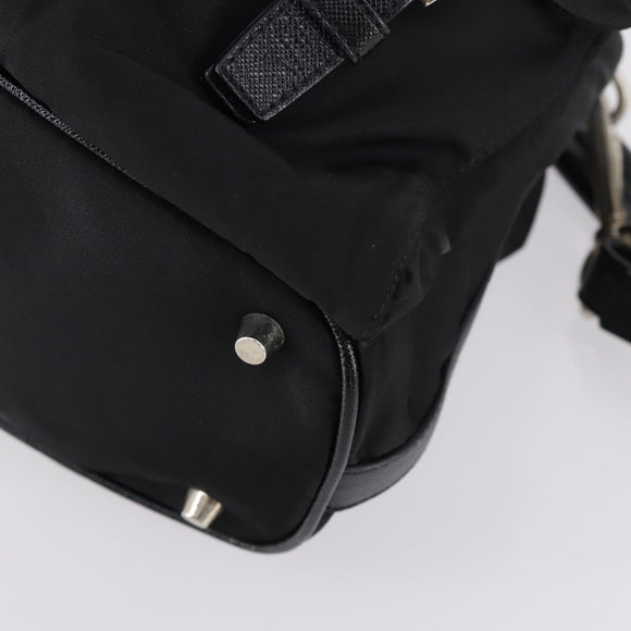 PRADA Shoulder Bag Nylon Black Silver Auth 147531