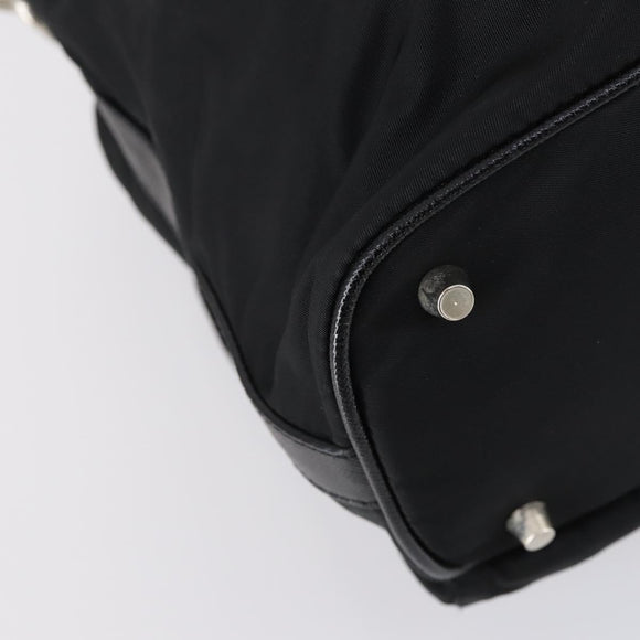 PRADA Shoulder Bag Nylon Black Silver Auth 147531