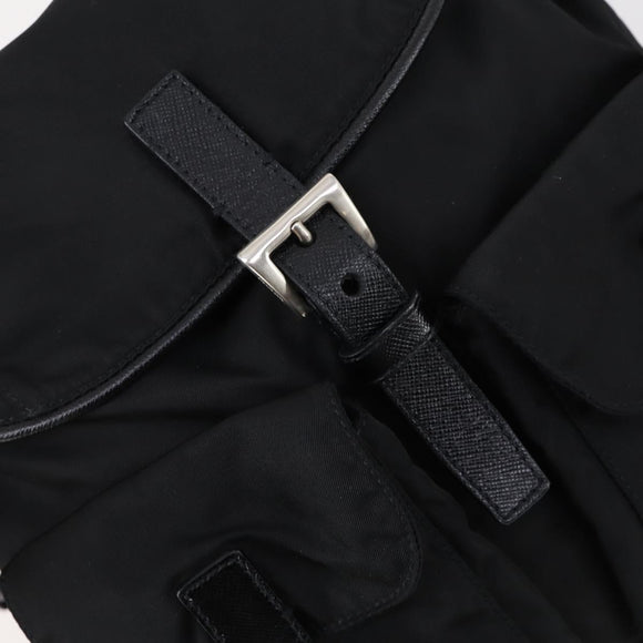PRADA Shoulder Bag Nylon Black Silver Auth 147531