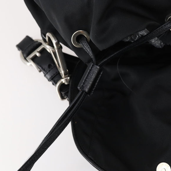 PRADA Shoulder Bag Nylon Black Silver Auth 147531