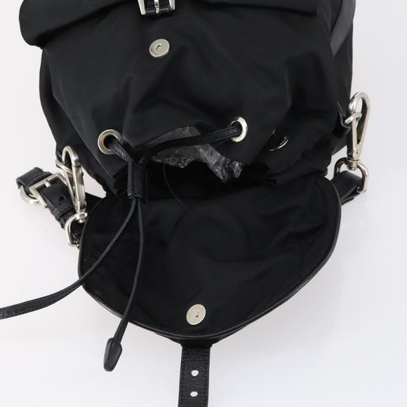 PRADA Shoulder Bag Nylon Black Silver Auth 147531