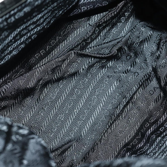 PRADA Shoulder Bag Nylon Black Silver Auth 147531