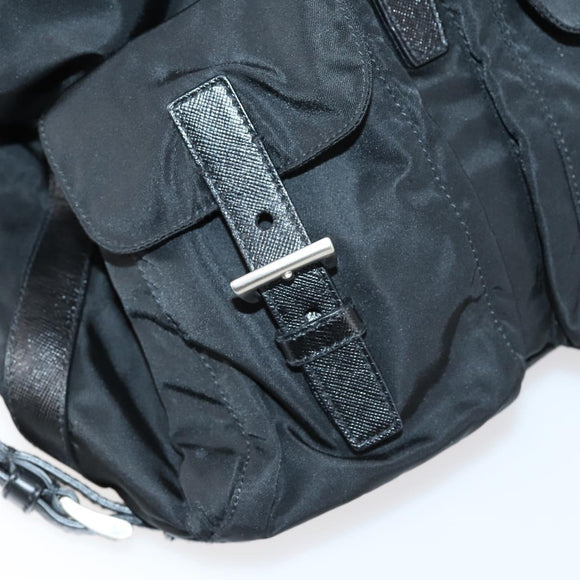 PRADA Shoulder Bag Nylon Black Silver Auth 147531