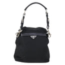 PRADA Shoulder Bag Nylon Black Silver Auth 147531-2