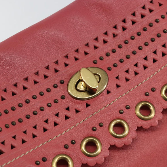 Miu Miu Shoulder Bag Leather Pink Gold Auth 147535