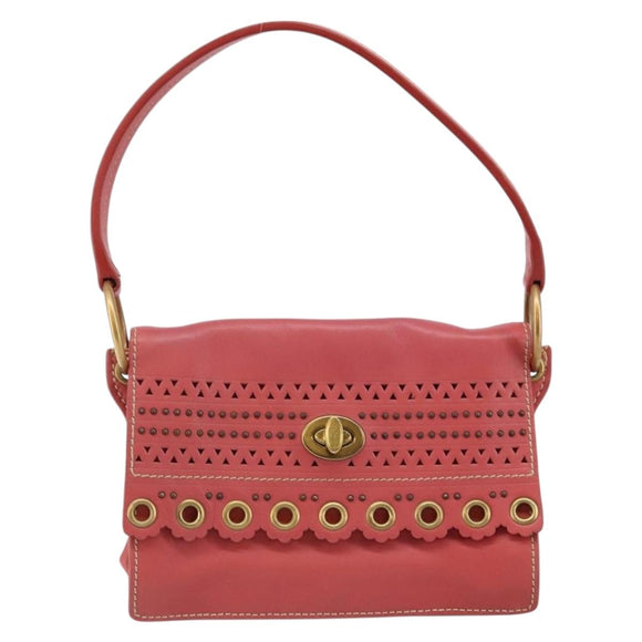 Miu Miu Shoulder Bag Leather Pink Gold Auth 147535