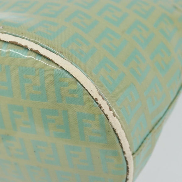 FENDI Zucchino Canvas Mamma Baguette Bag Enamel Peppermint Gold Auth 147538