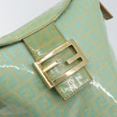 FENDI Zucchino Canvas Mamma Baguette Bag Enamel Peppermint Gold Auth 147538-18