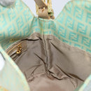 FENDI Zucchino Canvas Mamma Baguette Bag Enamel Peppermint Gold Auth 147538-20