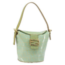 FENDI Zucchino Canvas Mamma Baguette Bag Enamel Peppermint Gold Auth 147538-1