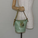 FENDI Zucchino Canvas Mamma Baguette Bag Enamel Peppermint Gold Auth 147538-23