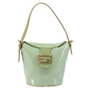 FENDI Zucchino Canvas Mamma Baguette Bag Enamel Peppermint Gold Auth 147538-13